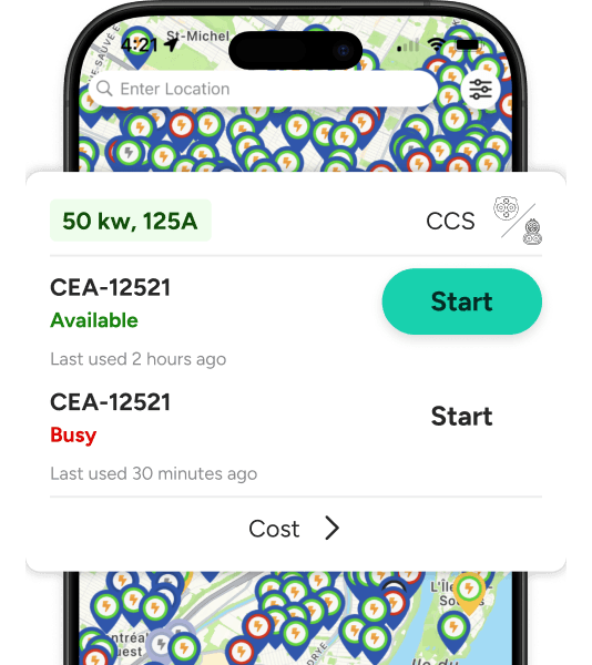 ChargeHub mobile app preview on a smartphone