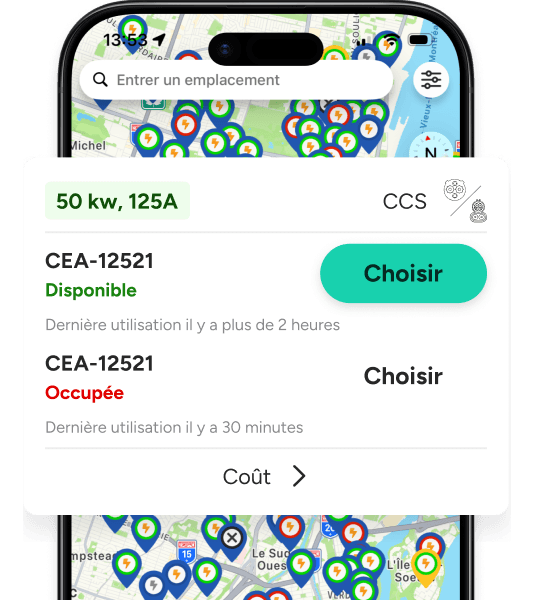 Aperçu de l'application mobile ChargeHub sur un smartphone