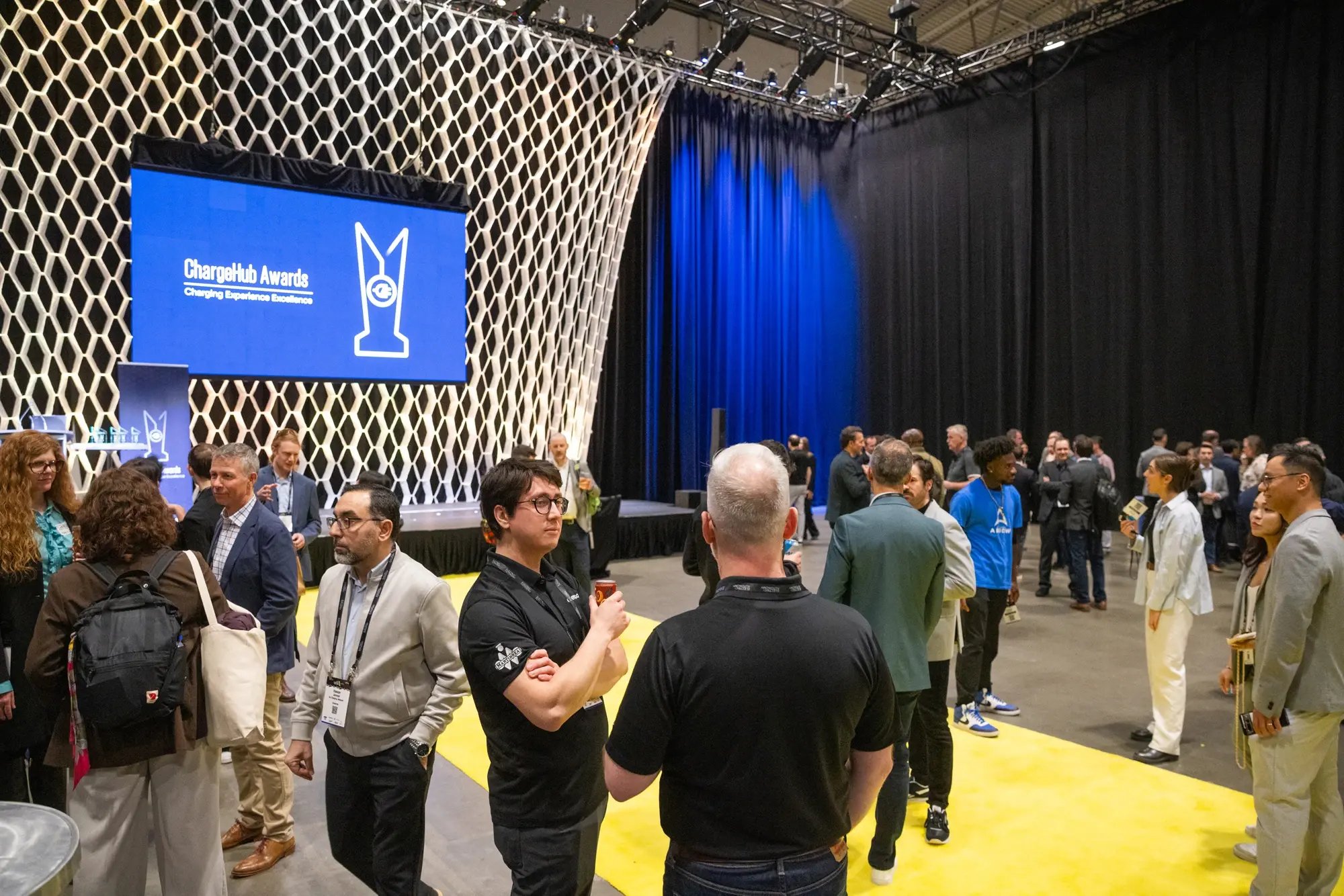 Guests networking in the event space at the ChargeHub Awards ceremony.