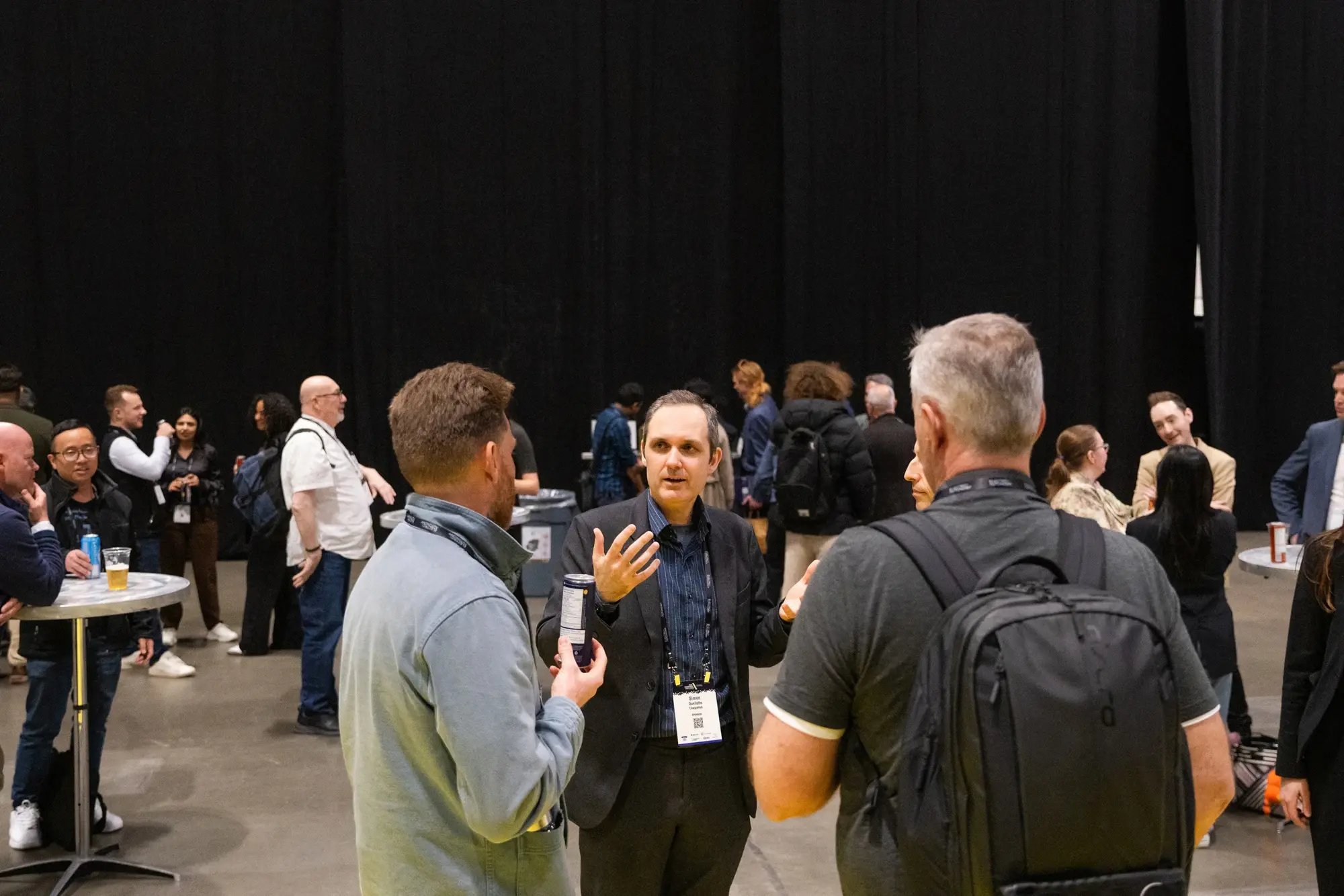 Simon Ouellette speaking with attendees during the ChargeHub Awards reception.