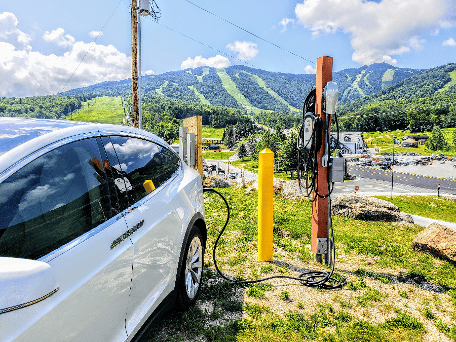 EV charging at Killington, Vermont, using the ChargeHub app.