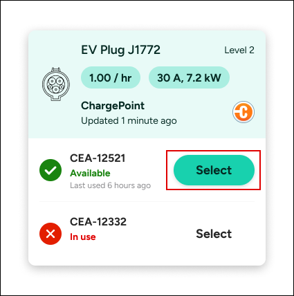 select charging port