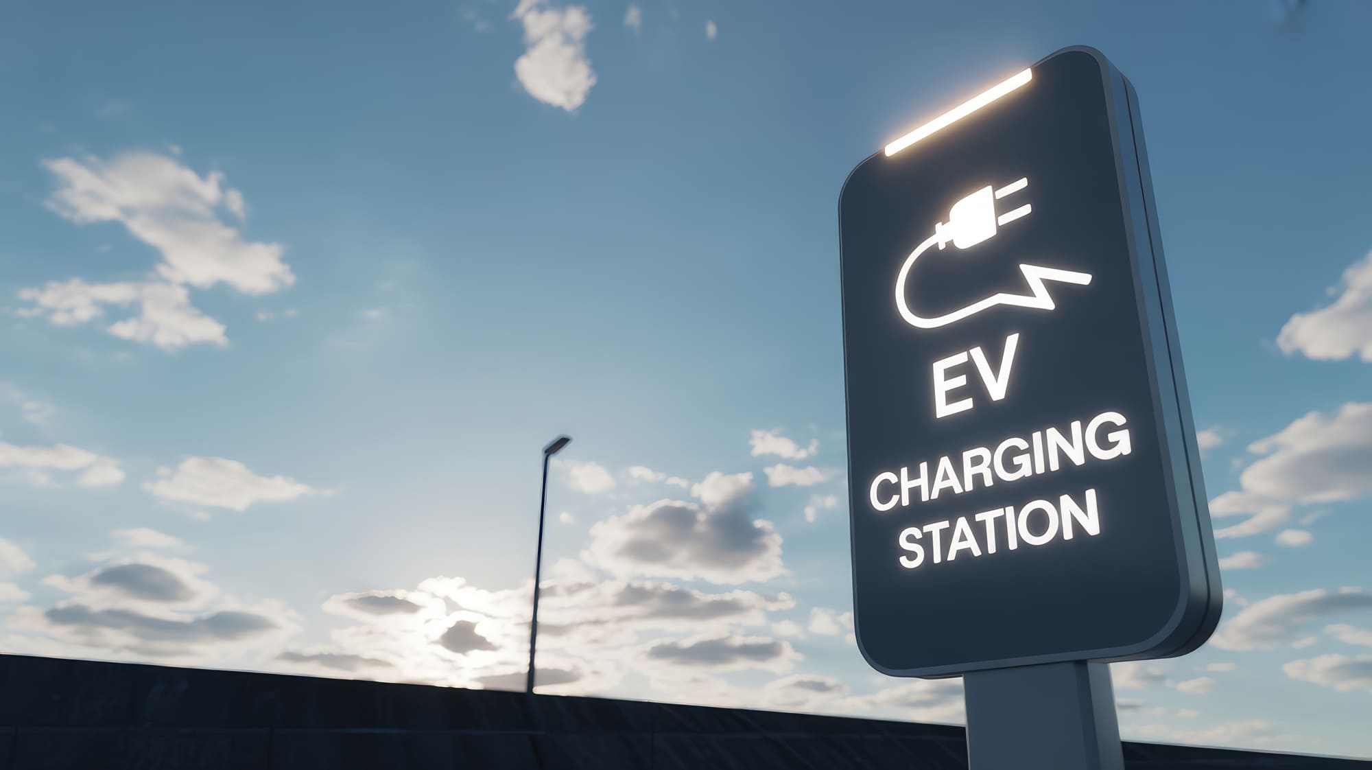 Sign indicating an electric vehicle charging station on a public network