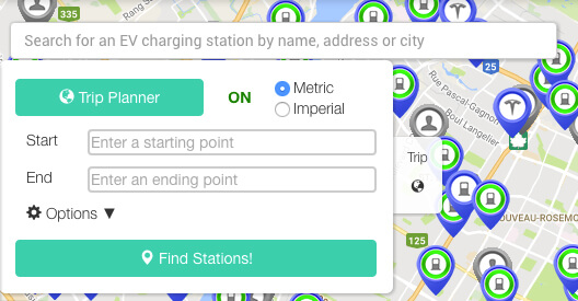 Plan trip with charging outlet stations